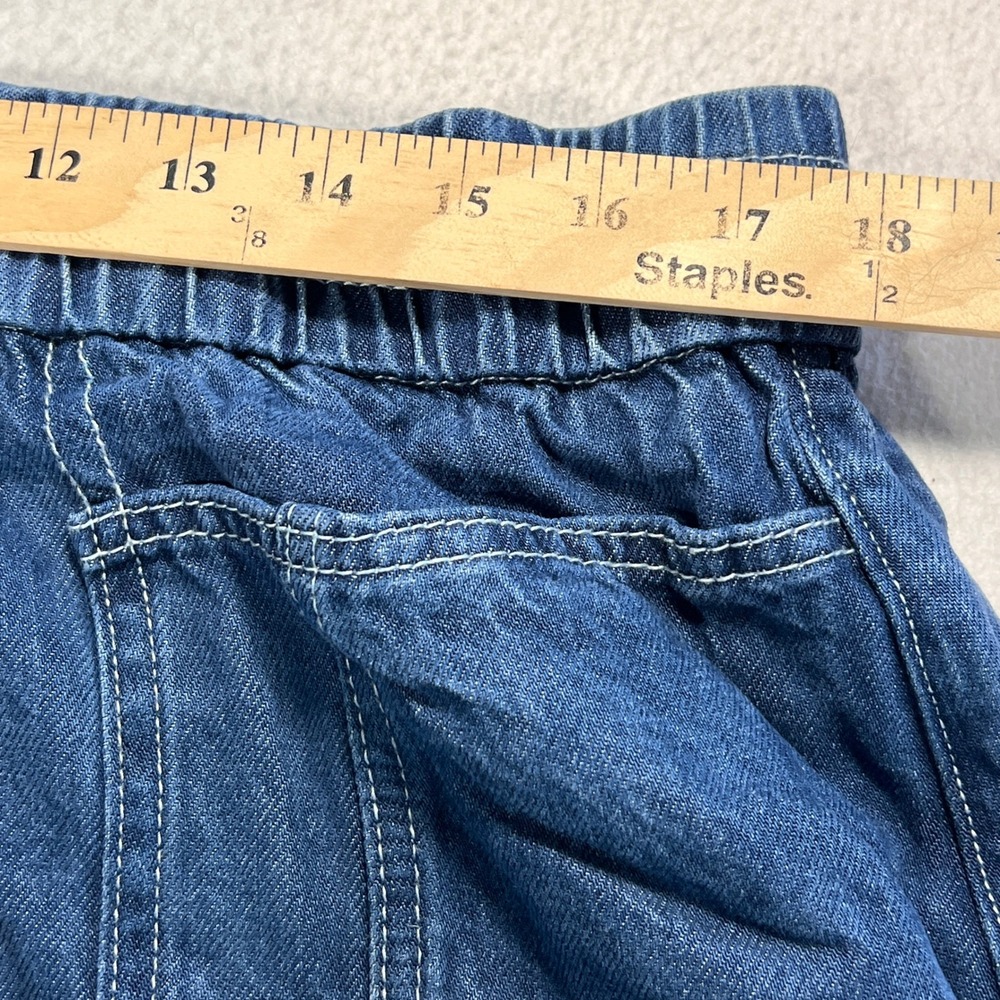 Fashion Nova Extra Flared Wide Leg Pants Women XL Blue Lyocell Denim Drawstring - Picture 7 of 11